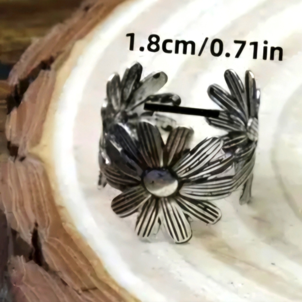 FLOWER Daisy ADJUSTABLE RING ZINC ALLOY - Picture 2 of 3